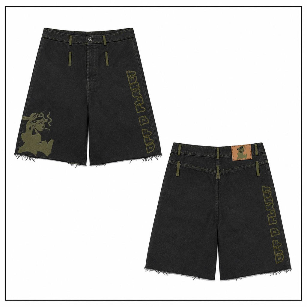 odp Olive Stitch Denim Shorts