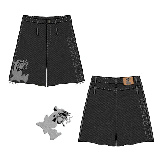 odp Olive Stitch Denim Shorts